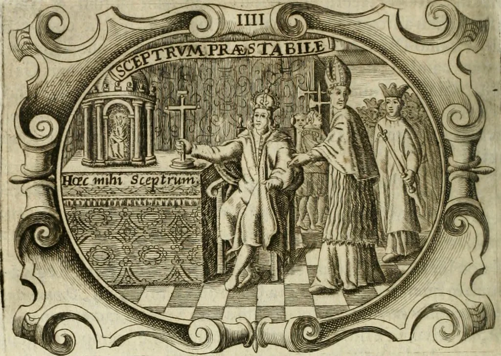 An illustration from D. Ioannis de Solorzano Pereira ... Emblemata centum, regio politica : Aeneis laminis affabre caelata, vividisque, et limatis carminibus explicita, & singularibus commentariis affatim illutrata : quibus, quicquid ad regum institutionem, et rectam reip. administrationem conducere, & pertinere videtur, summo studio disseritur ... cùm quadruplici indice absolutissimo ..., 1653, leaf 121