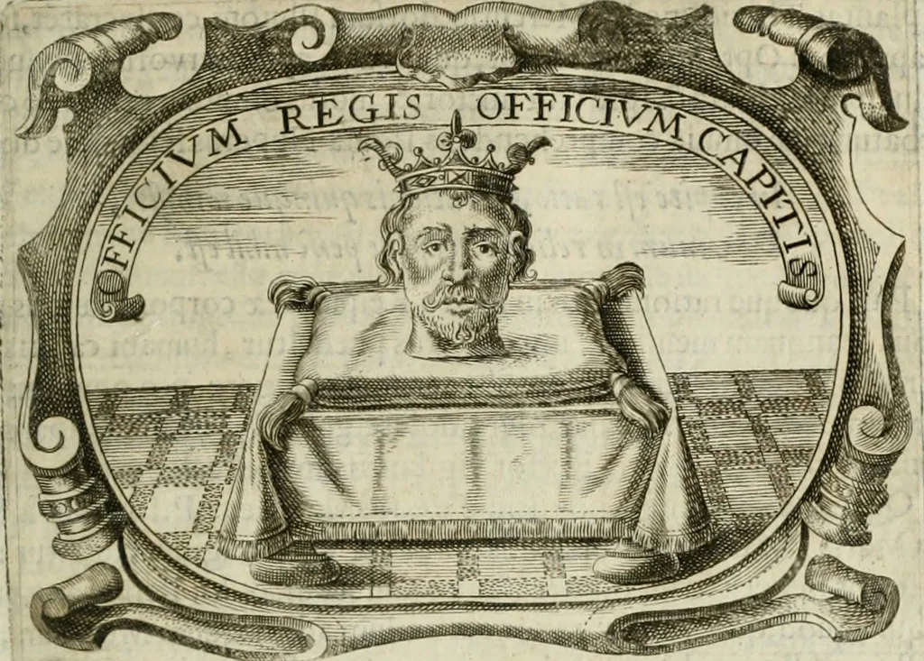 An illustration from D. Ioannis de Solorzano Pereira ... Emblemata centum, regio politica : Aeneis laminis affabre caelata, vividisque, et limatis carminibus explicita, & singularibus commentariis affatim illutrata : quibus, quicquid ad regum institutionem, et rectam reip. administrationem conducere, & pertinere videtur, summo studio disseritur ... cùm quadruplici indice absolutissimo ..., 1653, leaf 144