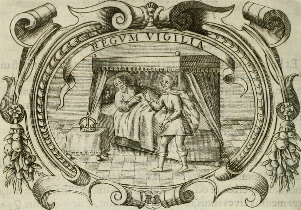 An illustration from D. Ioannis de Solorzano Pereira ... Emblemata centum, regio politica : Aeneis laminis affabre caelata, vividisque, et limatis carminibus explicita, & singularibus commentariis affatim illutrata : quibus, quicquid ad regum institutionem, et rectam reip. administrationem conducere, & pertinere videtur, summo studio disseritur ... cùm quadruplici indice absolutissimo ..., 1653, leaf 171