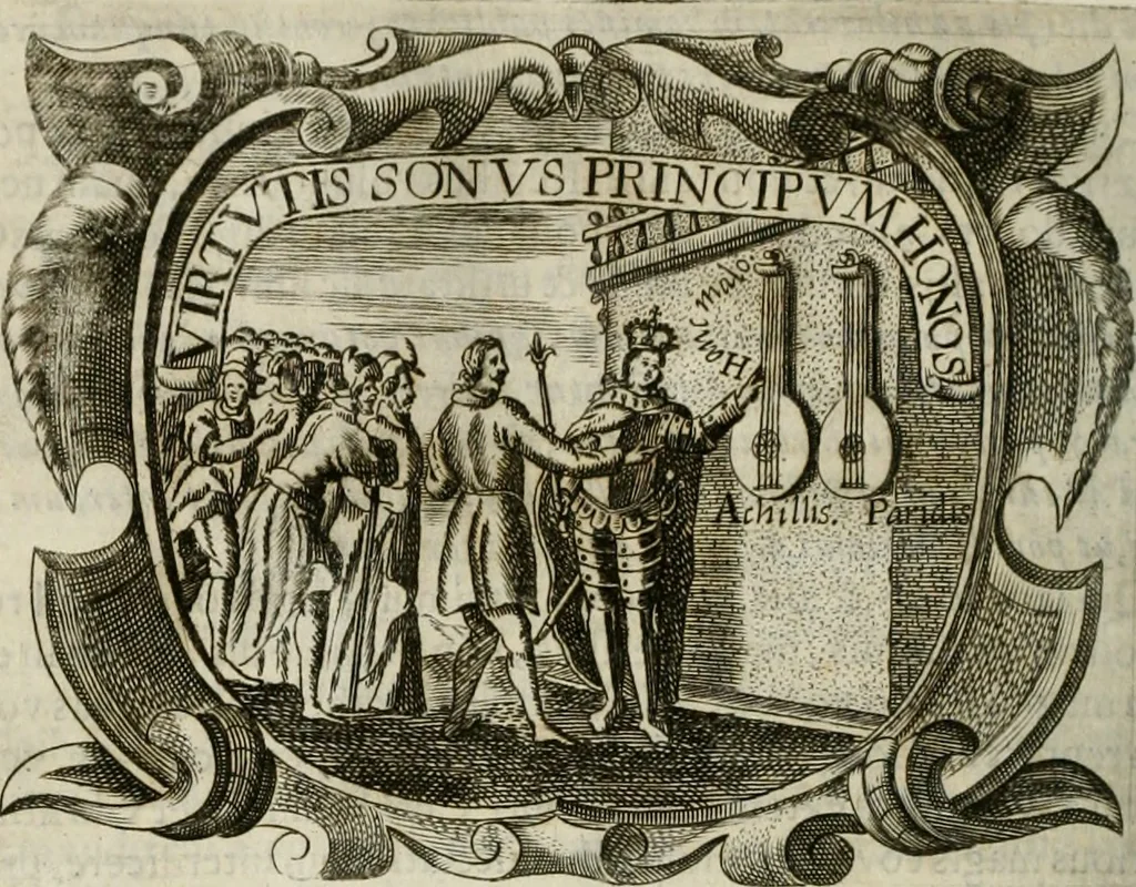An illustration from D. Ioannis de Solorzano Pereira ... Emblemata centum, regio politica : Aeneis laminis affabre caelata, vividisque, et limatis carminibus explicita, & singularibus commentariis affatim illutrata : quibus, quicquid ad regum institutionem, et rectam reip. administrationem conducere, & pertinere videtur, summo studio disseritur ... cùm quadruplici indice absolutissimo ..., 1653, leaf 283