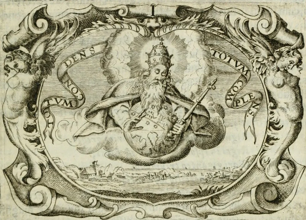 An illustration from D. Ioannis de Solorzano Pereira ... Emblemata centum, regio politica : Aeneis laminis affabre caelata, vividisque, et limatis carminibus explicita, & singularibus commentariis affatim illutrata : quibus, quicquid ad regum institutionem, et rectam reip. administrationem conducere, & pertinere videtur, summo studio disseritur ... cùm quadruplici indice absolutissimo ..., 1653, leaf 44