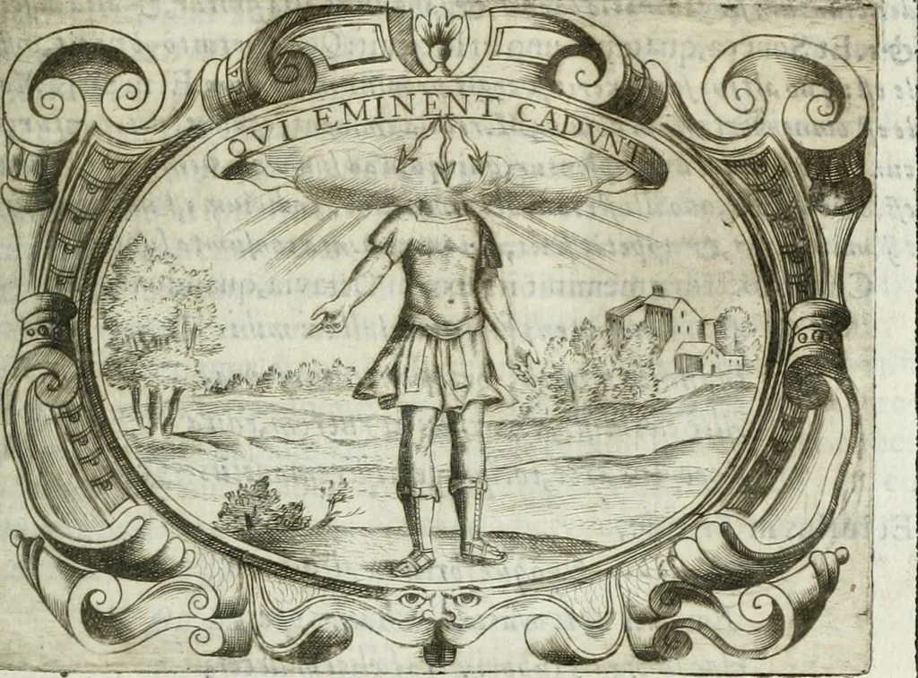 An illustration from D. Ioannis de Solorzano Pereira ... Emblemata centum, regio politica : Aeneis laminis affabre caelata, vividisque, et limatis carminibus explicita, & singularibus commentariis affatim illutrata : quibus, quicquid ad regum institutionem, et rectam reip. administrationem conducere, & pertinere videtur, summo studio disseritur ... cùm quadruplici indice absolutissimo ..., 1653, leaf 512
