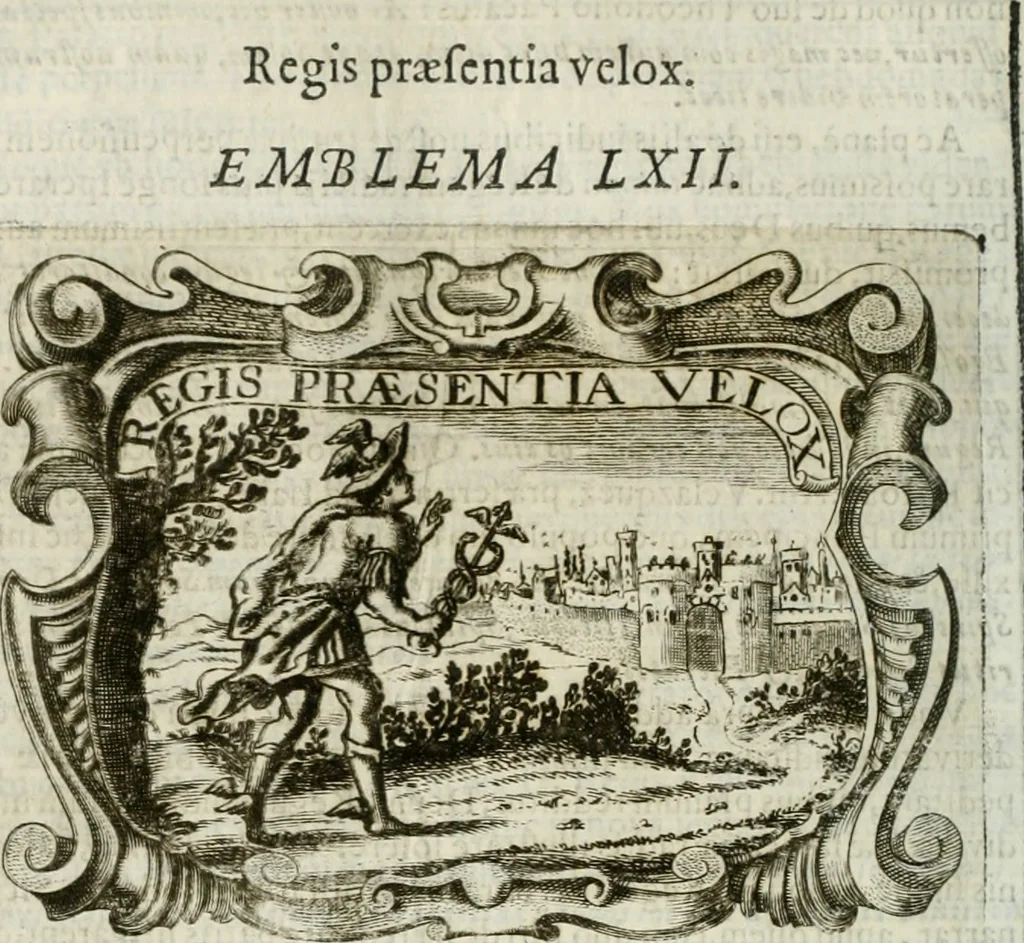 An illustration from D. Ioannis de Solorzano Pereira ... Emblemata centum, regio politica : Aeneis laminis affabre caelata, vividisque, et limatis carminibus explicita, & singularibus commentariis affatim illutrata : quibus, quicquid ad regum institutionem, et rectam reip. administrationem conducere, & pertinere videtur, summo studio disseritur ... cùm quadruplici indice absolutissimo ..., 1653, leaf 551