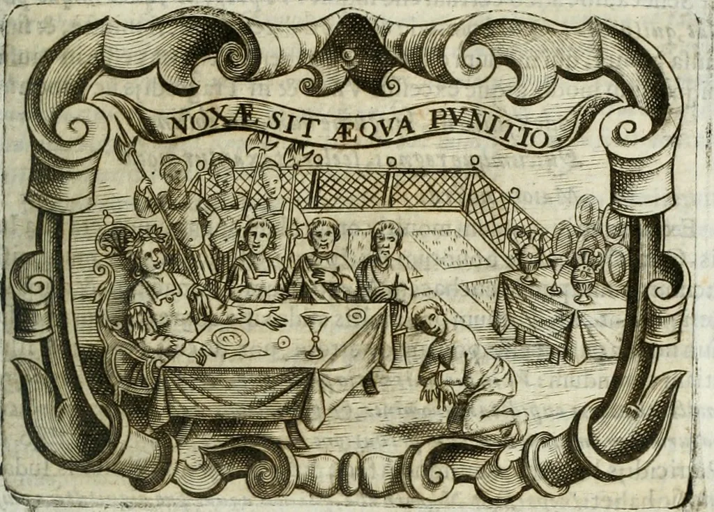 An illustration from D. Ioannis de Solorzano Pereira ... Emblemata centum, regio politica : Aeneis laminis affabre caelata, vividisque, et limatis carminibus explicita, & singularibus commentariis affatim illutrata : quibus, quicquid ad regum institutionem, et rectam reip. administrationem conducere, & pertinere videtur, summo studio disseritur ... cùm quadruplici indice absolutissimo ..., 1653, leaf 644