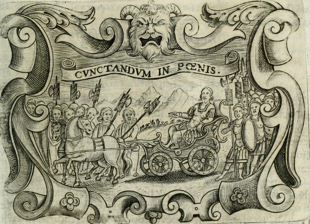 An illustration from D. Ioannis de Solorzano Pereira ... Emblemata centum, regio politica : Aeneis laminis affabre caelata, vividisque, et limatis carminibus explicita, & singularibus commentariis affatim illutrata : quibus, quicquid ad regum institutionem, et rectam reip. administrationem conducere, & pertinere videtur, summo studio disseritur ... cùm quadruplici indice absolutissimo ..., 1653, leaf 654