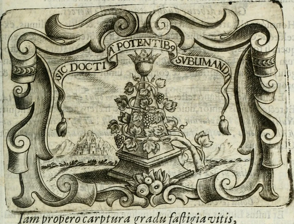 An illustration from D. Ioannis de Solorzano Pereira ... Emblemata centum, regio politica : Aeneis laminis affabre caelata, vividisque, et limatis carminibus explicita, & singularibus commentariis affatim illutrata : quibus, quicquid ad regum institutionem, et rectam reip. administrationem conducere, & pertinere videtur, summo studio disseritur ... cùm quadruplici indice absolutissimo ..., 1653, leaf 708