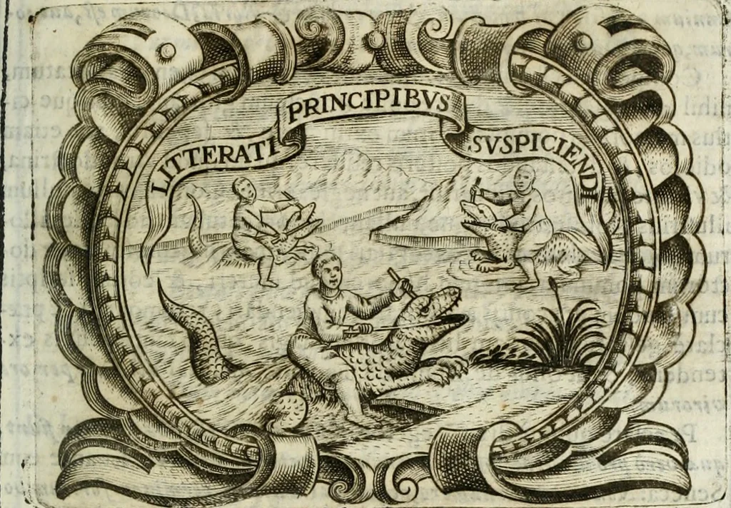 An illustration from D. Ioannis de Solorzano Pereira ... Emblemata centum, regio politica : Aeneis laminis affabre caelata, vividisque, et limatis carminibus explicita, & singularibus commentariis affatim illutrata : quibus, quicquid ad regum institutionem, et rectam reip. administrationem conducere, & pertinere videtur, summo studio disseritur ... cùm quadruplici indice absolutissimo ..., 1653, leaf 720
