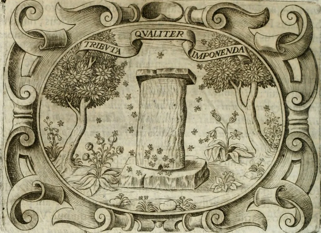 An illustration from D. Ioannis de Solorzano Pereira ... Emblemata centum, regio politica : Aeneis laminis affabre caelata, vividisque, et limatis carminibus explicita, & singularibus commentariis affatim illutrata : quibus, quicquid ad regum institutionem, et rectam reip. administrationem conducere, & pertinere videtur, summo studio disseritur ... cùm quadruplici indice absolutissimo ..., 1653, leaf 737