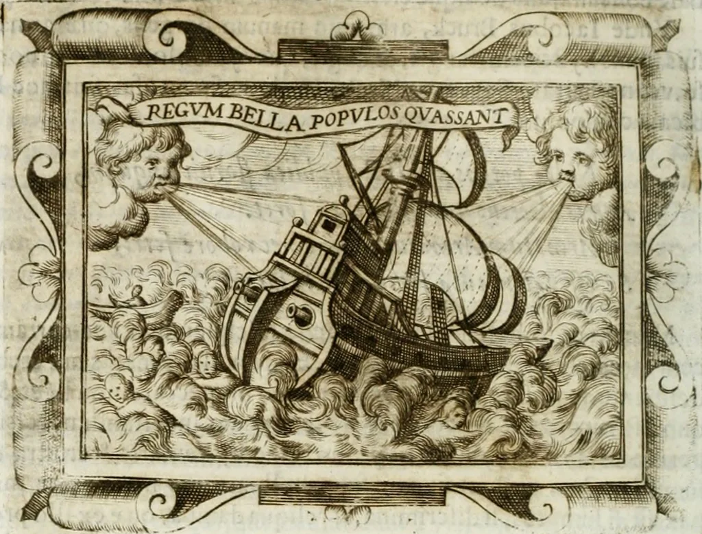 An illustration from D. Ioannis de Solorzano Pereira ... Emblemata centum, regio politica : Aeneis laminis affabre caelata, vividisque, et limatis carminibus explicita, & singularibus commentariis affatim illutrata : quibus, quicquid ad regum institutionem, et rectam reip. administrationem conducere, & pertinere videtur, summo studio disseritur ... cùm quadruplici indice absolutissimo ..., 1653, leaf 805