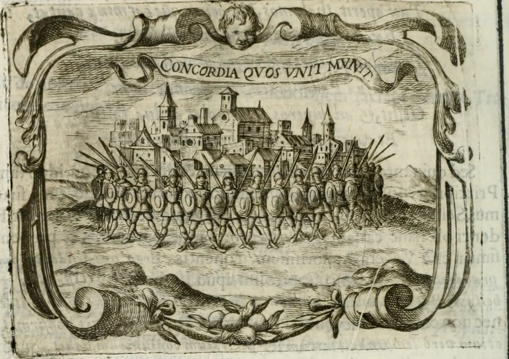 An illustration from D. Ioannis de Solorzano Pereira ... Emblemata centum, regio politica : Aeneis laminis affabre caelata, vividisque, et limatis carminibus explicita, & singularibus commentariis affatim illutrata : quibus, quicquid ad regum institutionem, et rectam reip. administrationem conducere, & pertinere videtur, summo studio disseritur ... cùm quadruplici indice absolutissimo ..., 1653, leaf 845