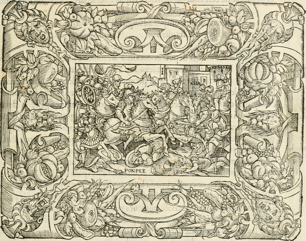 An illustration from Dion historien grec, Des faictz & gestes insignes des Romains : redvictz par annalles et consulatz, commençant au consulat de Lucius Cotta & Lucius Torquatus ..., 1542, leaf 20