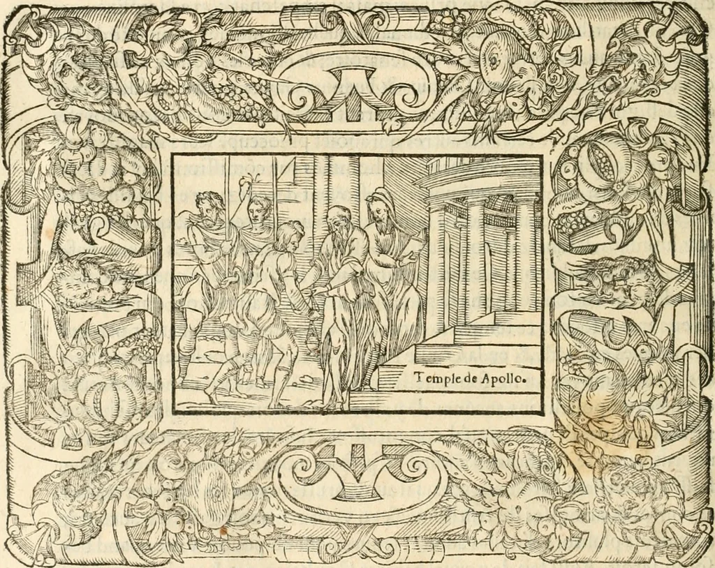 An illustration from Dion historien grec, Des faictz & gestes insignes des Romains : redvictz par annalles et consulatz, commençant au consulat de Lucius Cotta & Lucius Torquatus ..., 1542, leaf 415