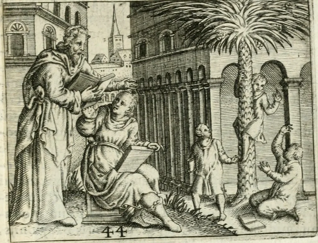 An illustration from Dionysii Lebei-Batillii regii mediomatricv praesidis Emblemata, 1596, leaf 100