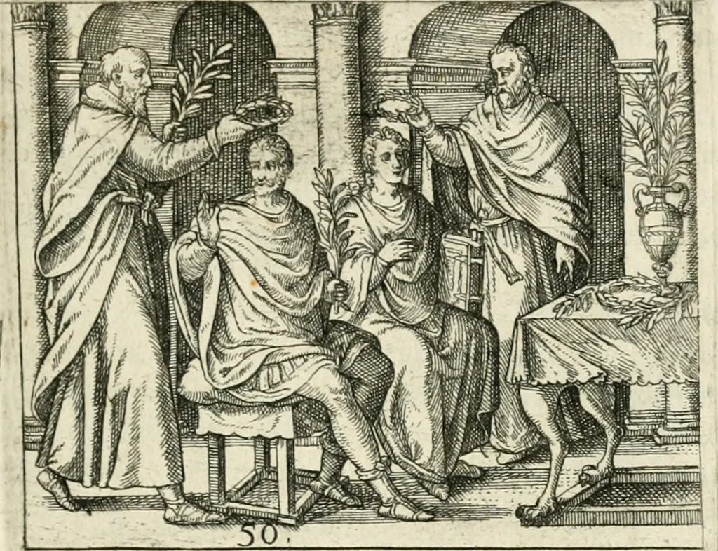An illustration from Dionysii Lebei-Batillii regii mediomatricv praesidis Emblemata, 1596, leaf 112