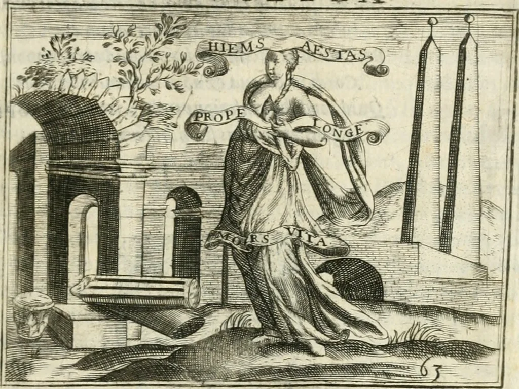 An illustration from Dionysii Lebei-Batillii regii mediomatricv praesidis Emblemata, 1596, leaf 138