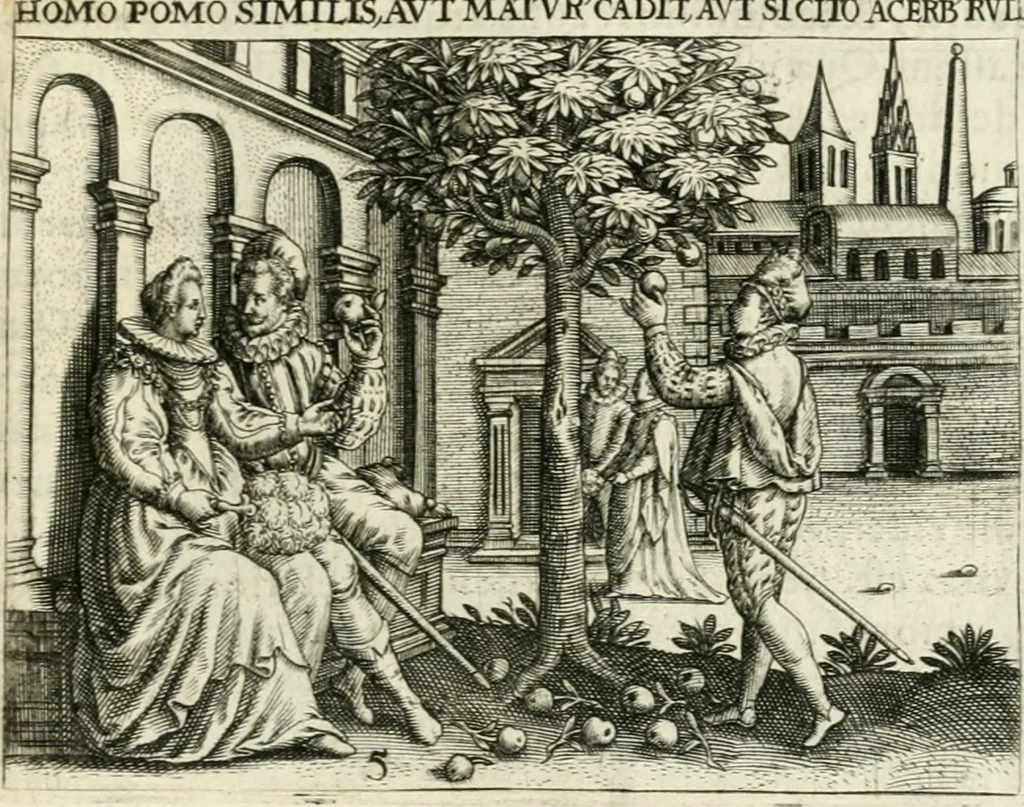 An illustration from Dionysii Lebei-Batillii regii mediomatricv praesidis Emblemata, 1596, leaf 22