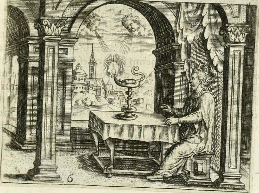 An illustration from Dionysii Lebei-Batillii regii mediomatricv praesidis Emblemata, 1596, leaf 24