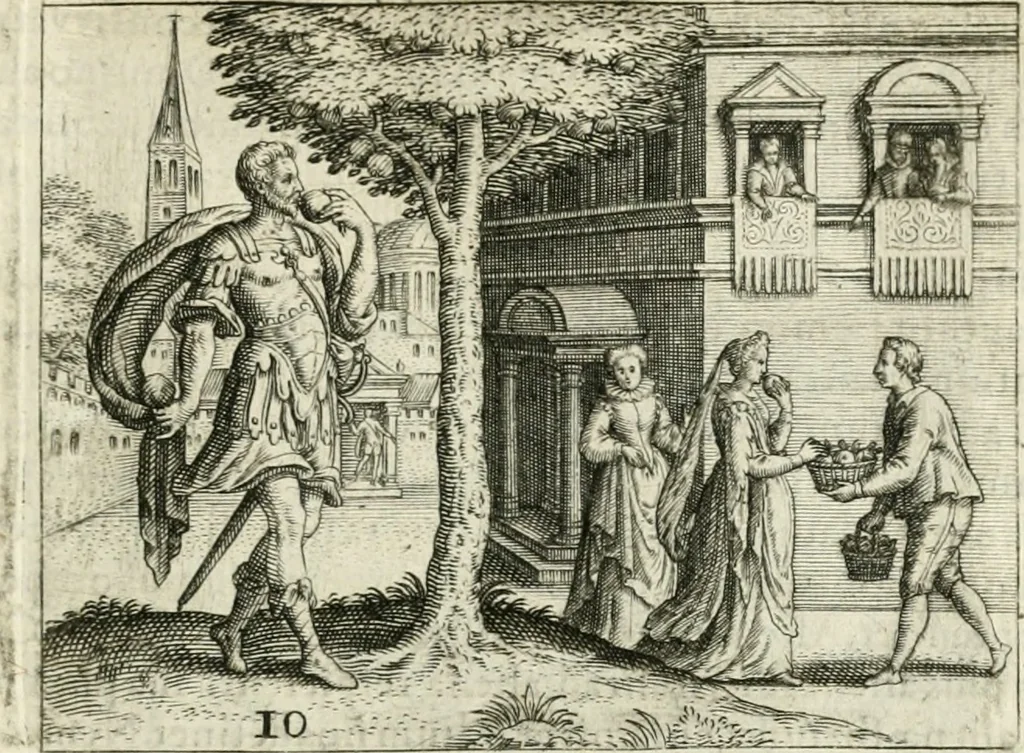 An illustration from Dionysii Lebei-Batillii regii mediomatricv praesidis Emblemata, 1596, leaf 32
