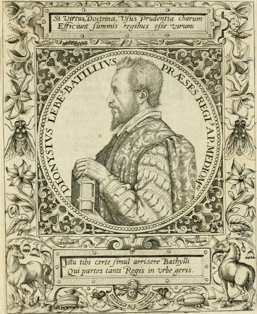 An illustration from Dionysii Lebei-Batillii regii mediomatricv praesidis Emblemata, 1596, leaf 6