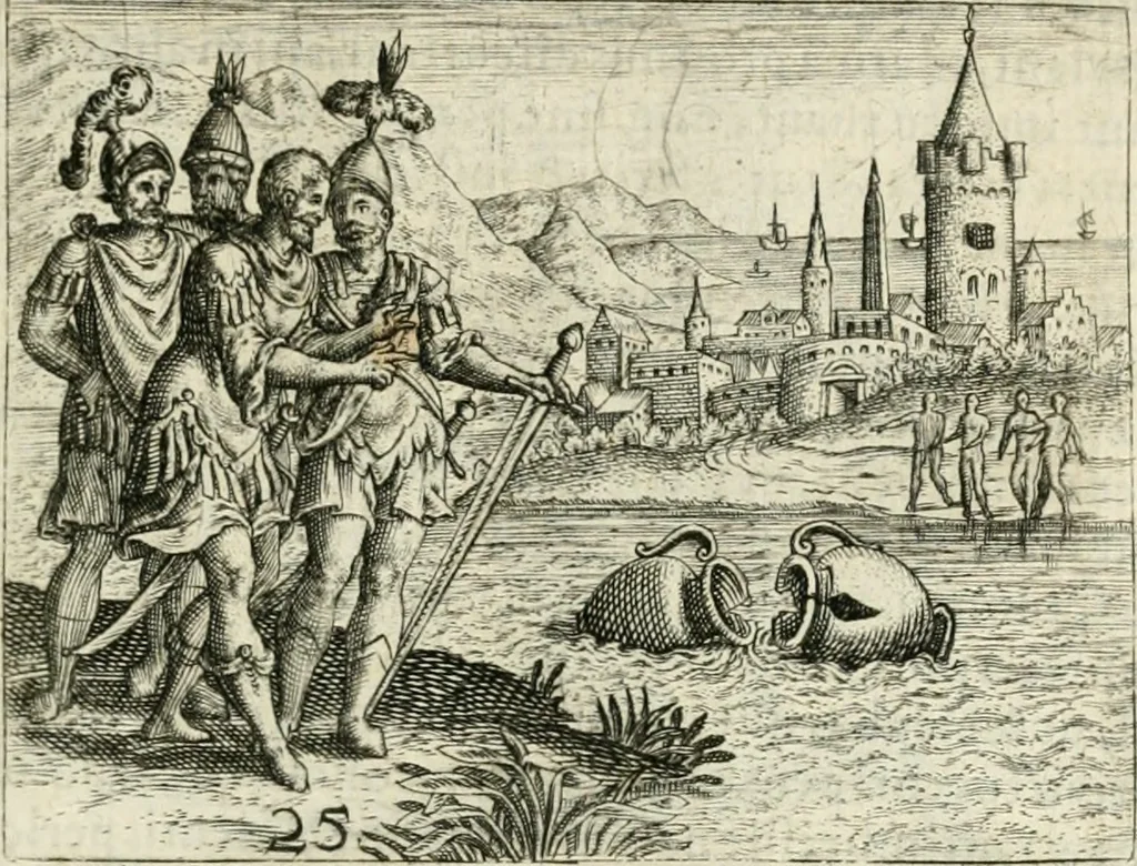An illustration from Dionysii Lebei-Batillii regii mediomatricv praesidis Emblemata, 1596, leaf 62