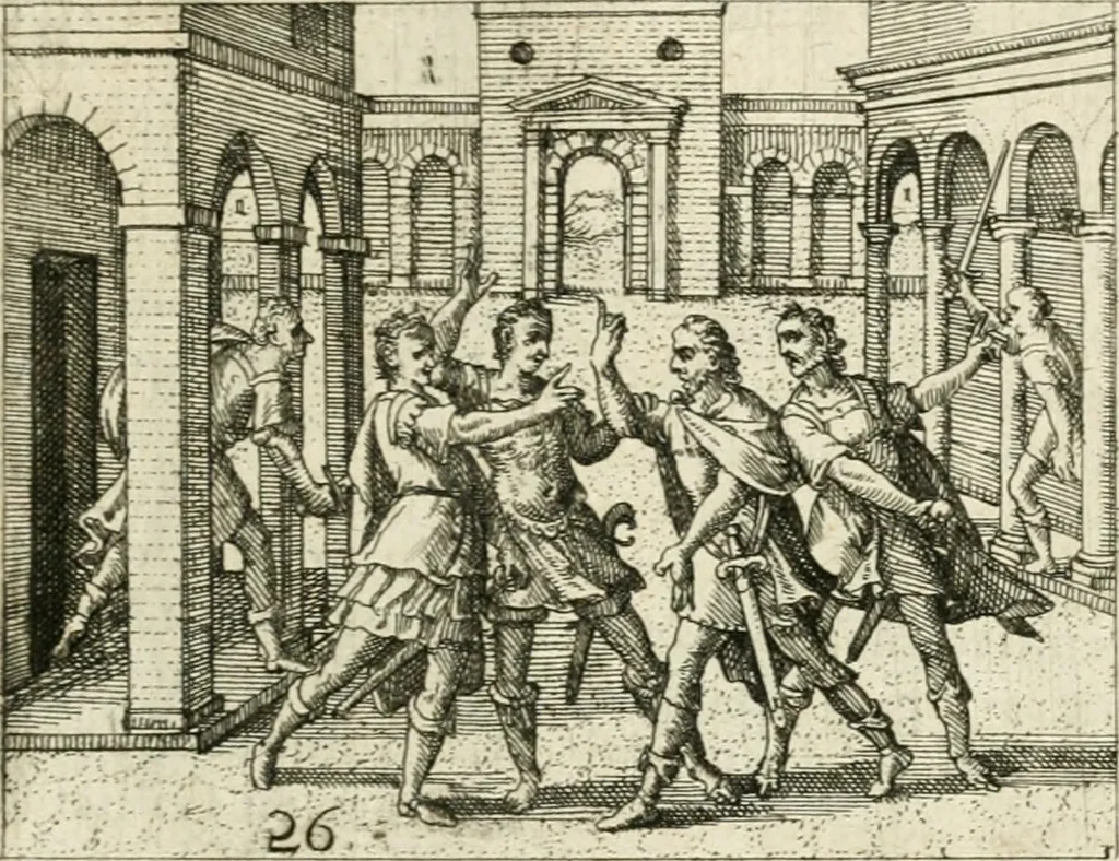 An illustration from Dionysii Lebei-Batillii regii mediomatricv praesidis Emblemata, 1596, leaf 64