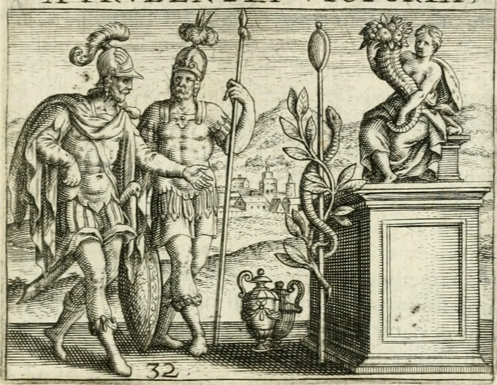 An illustration from Dionysii Lebei-Batillii regii mediomatricv praesidis Emblemata, 1596, leaf 76