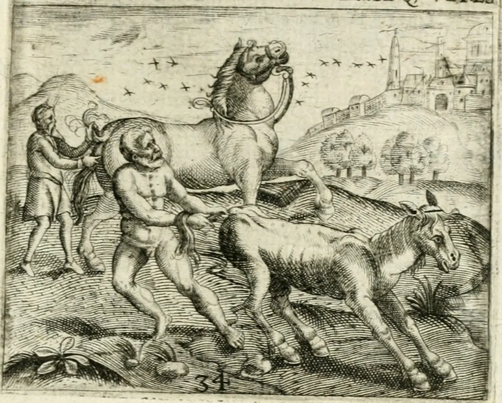 An illustration from Dionysii Lebei-Batillii regii mediomatricv praesidis Emblemata, 1596, leaf 80