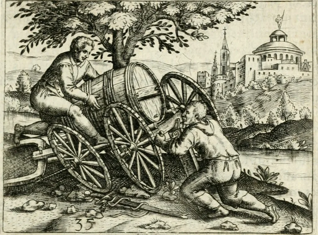 An illustration from Dionysii Lebei-Batillii regii mediomatricv praesidis Emblemata, 1596, leaf 82