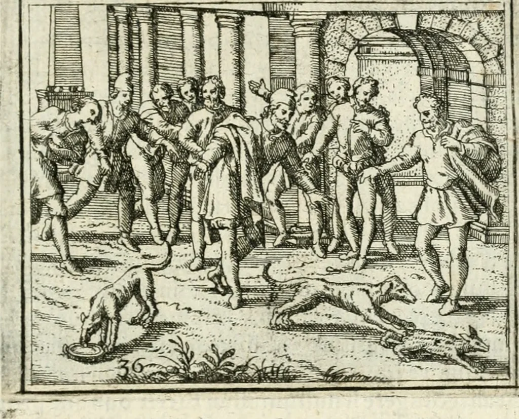 An illustration from Dionysii Lebei-Batillii regii mediomatricv praesidis Emblemata, 1596, leaf 84