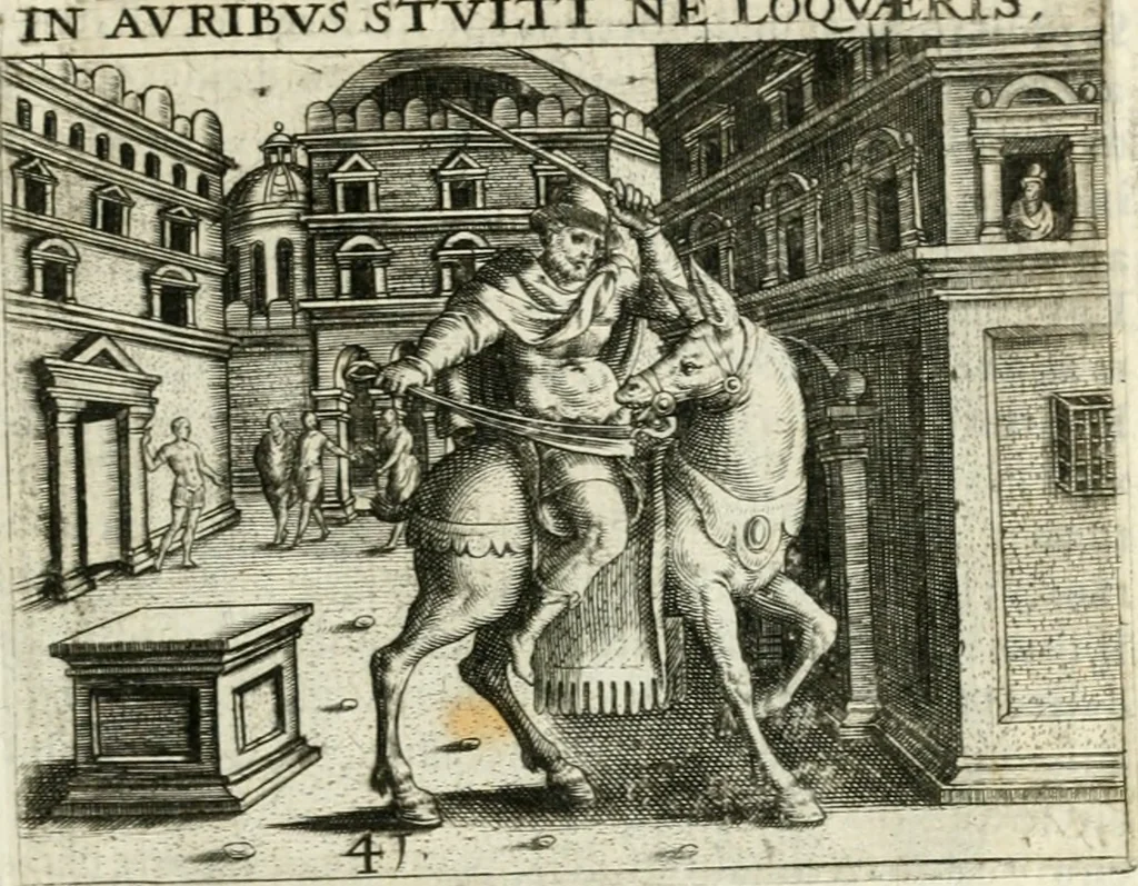 An illustration from Dionysii Lebei-Batillii regii mediomatricv praesidis Emblemata, 1596, leaf 94