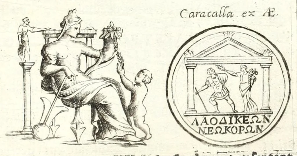 An illustration from Dios genethlia : Natalitia Iovis, in numismate imp. Antonini Caracallae expressa : epistola Caroli Patini, 1681, leaf 25