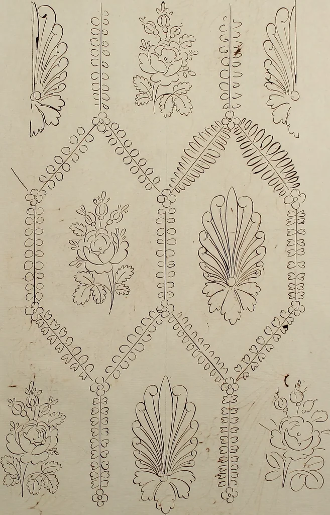 An illustration from Directoire designs for textiles, 1793, leaf 52