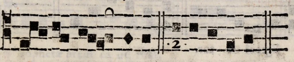 An illustration from Directorium chori : ad usum omnium ecclesiarum, tam cathedralium, quam collegiatarum, nuper restitutum, & nunc secundo in lucem editum, 1589, leaf 105