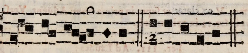 An illustration from Directorium chori : ad usum omnium ecclesiarum, tam cathedralium, quam collegiatarum, nuper restitutum, & nunc secundo in lucem editum, 1589, leaf 105