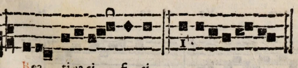 An illustration from Directorium chori : ad usum omnium ecclesiarum, tam cathedralium, quam collegiatarum, nuper restitutum, & nunc secundo in lucem editum, 1589, leaf 419
