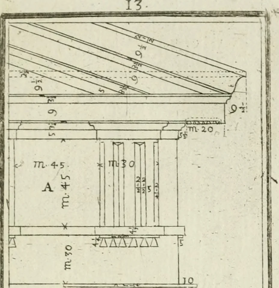 An illustration from Direzioni a' giovani studenti nel disegno dell'architettura civile, nell'Accademia Clementina dell'Instituto della scienze, 1753, leaf 104