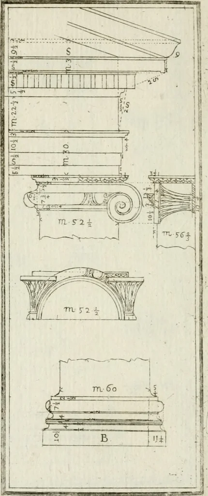 An illustration from Direzioni a' giovani studenti nel disegno dell'architettura civile, nell'Accademia Clementina dell'Instituto della scienze, 1753, leaf 109