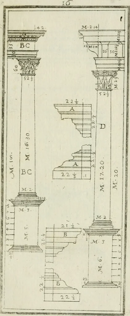 An illustration from Direzioni a' giovani studenti nel disegno dell'architettura civile, nell'Accademia Clementina dell'Instituto della scienze, 1753, leaf 116