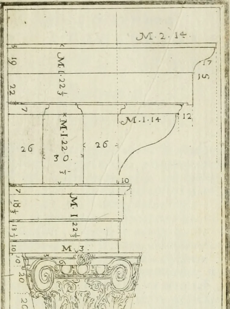 An illustration from Direzioni a' giovani studenti nel disegno dell'architettura civile, nell'Accademia Clementina dell'Instituto della scienze, 1753, leaf 120