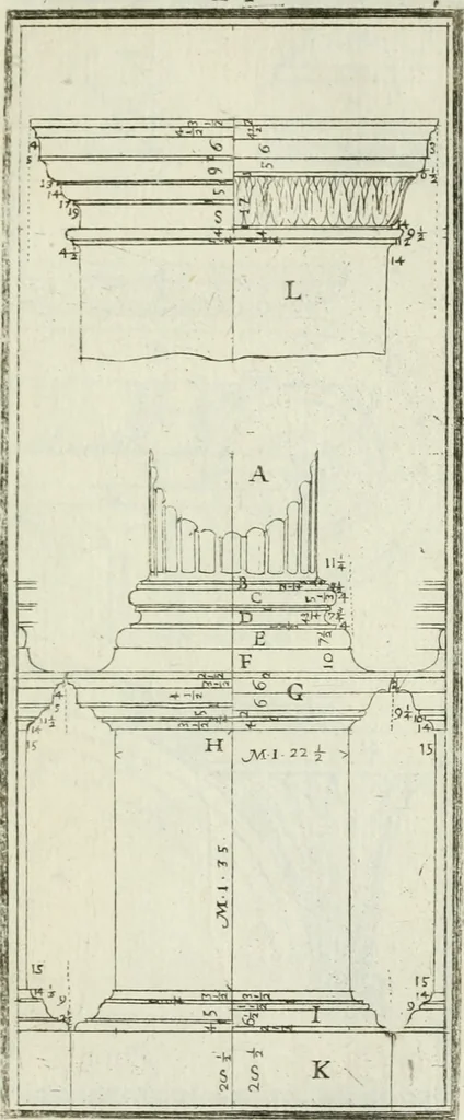 An illustration from Direzioni a' giovani studenti nel disegno dell'architettura civile, nell'Accademia Clementina dell'Instituto della scienze, 1753, leaf 144