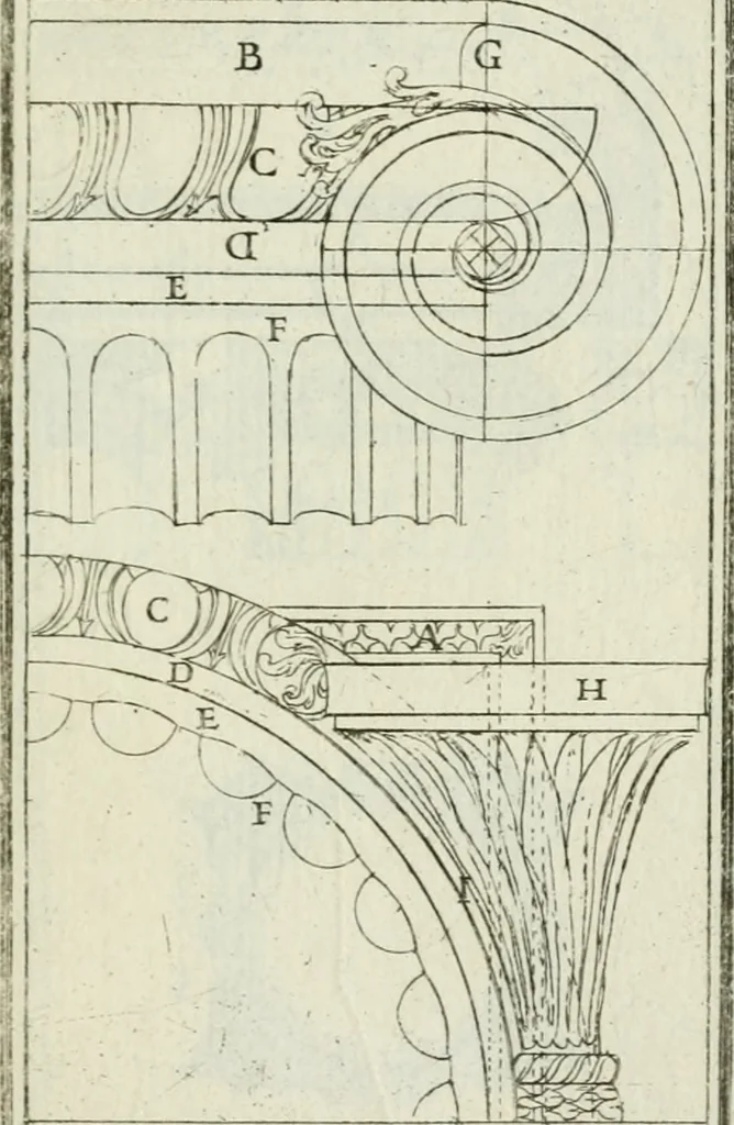 An illustration from Direzioni a' giovani studenti nel disegno dell'architettura civile, nell'Accademia Clementina dell'Instituto della scienze, 1753, leaf 146