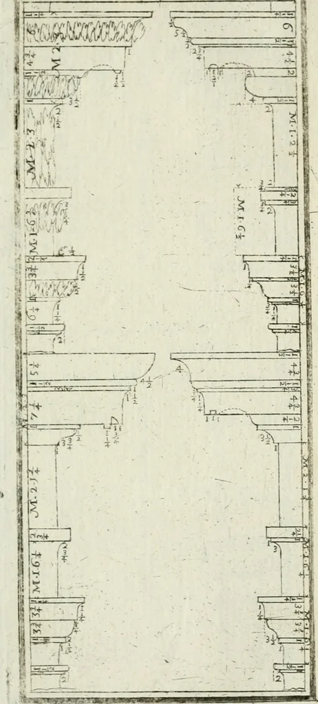An illustration from Direzioni a' giovani studenti nel disegno dell'architettura civile, nell'Accademia Clementina dell'Instituto della scienze, 1753, leaf 176