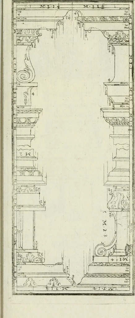 An illustration from Direzioni a' giovani studenti nel disegno dell'architettura civile, nell'Accademia Clementina dell'Instituto della scienze, 1753, leaf 190