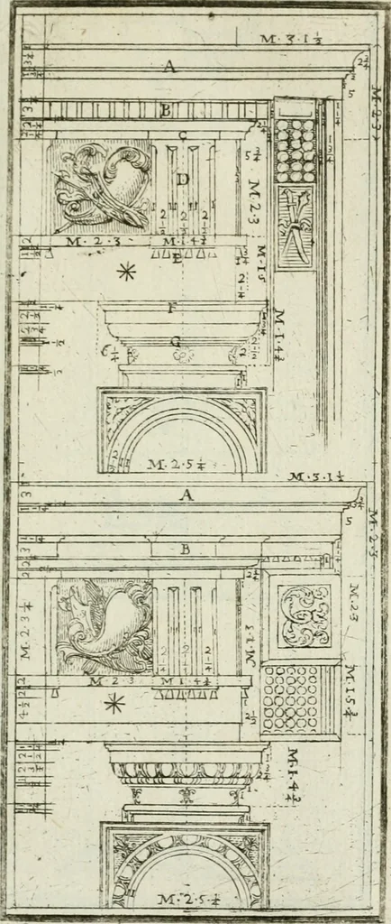 An illustration from Direzioni a' giovani studenti nel disegno dell'architettura civile, nell'Accademia Clementina dell'Instituto della scienze, 1753, leaf 192
