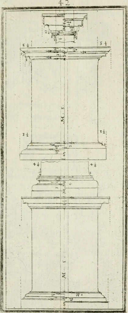 An illustration from Direzioni a' giovani studenti nel disegno dell'architettura civile, nell'Accademia Clementina dell'Instituto della scienze, 1753, leaf 194