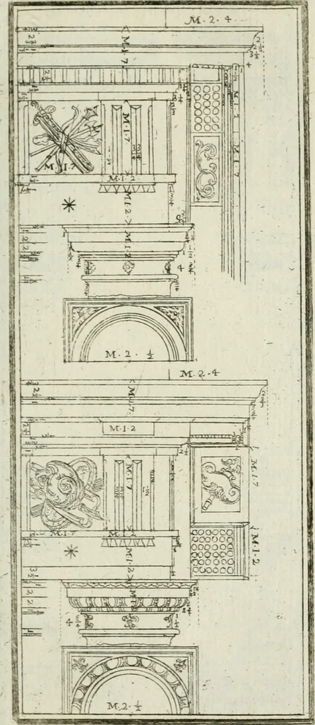 An illustration from Direzioni a' giovani studenti nel disegno dell'architettura civile, nell'Accademia Clementina dell'Instituto della scienze, 1753, leaf 196