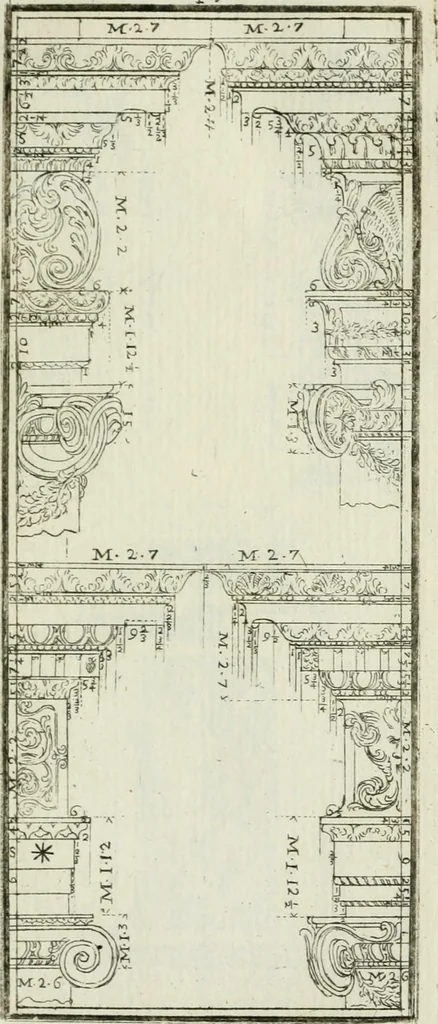An illustration from Direzioni a' giovani studenti nel disegno dell'architettura civile, nell'Accademia Clementina dell'Instituto della scienze, 1753, leaf 208