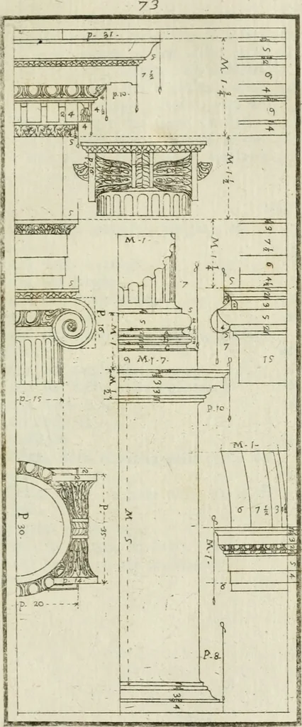 An illustration from Direzioni a' giovani studenti nel disegno dell'architettura civile, nell'Accademia Clementina dell'Instituto della scienze, 1753, leaf 262