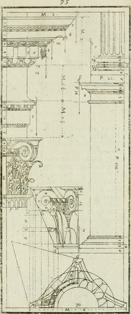 An illustration from Direzioni a' giovani studenti nel disegno dell'architettura civile, nell'Accademia Clementina dell'Instituto della scienze, 1753, leaf 270