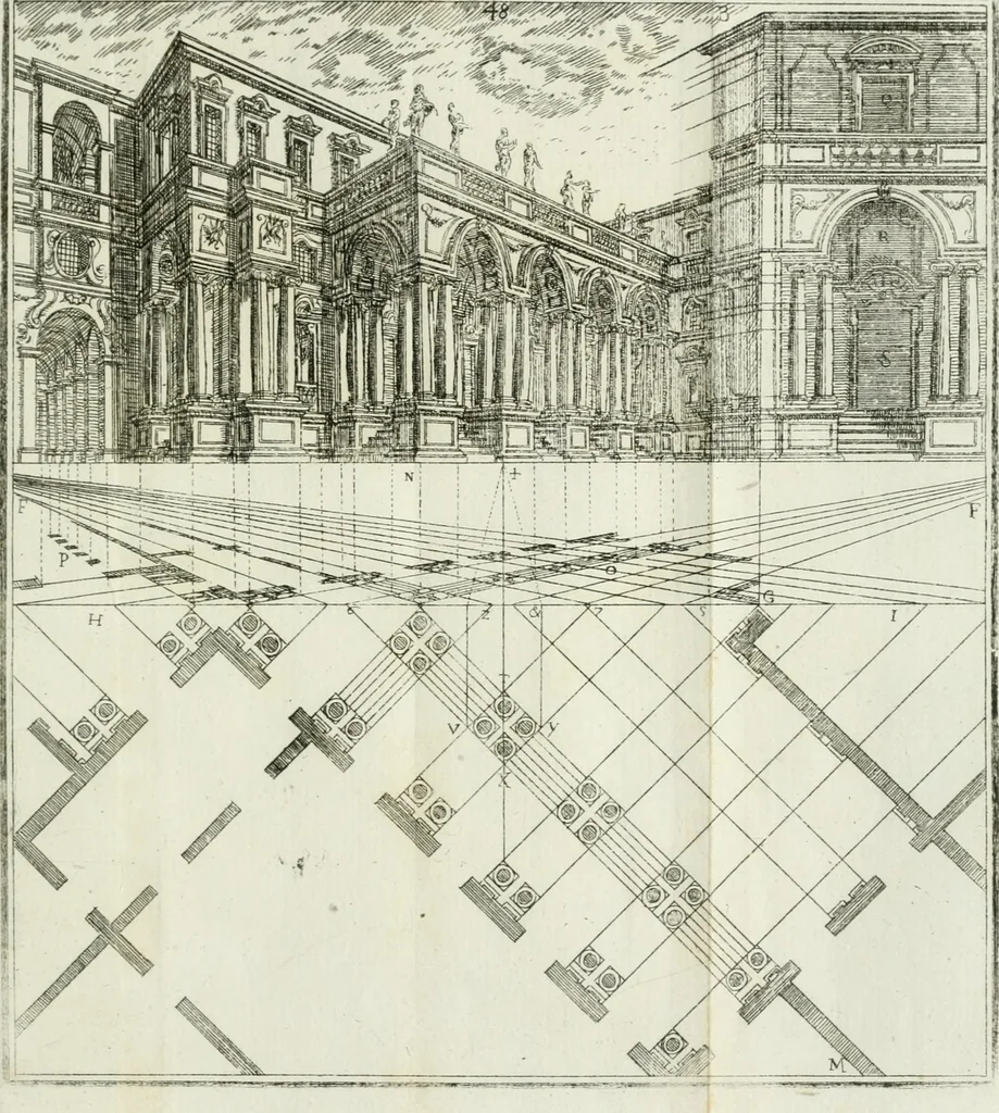 An illustration from Direzioni a' giovani studenti nel disegno dell'architettura civile, nell'Accademia Clementina dell'Instituto della scienze, 1753, leaf 208